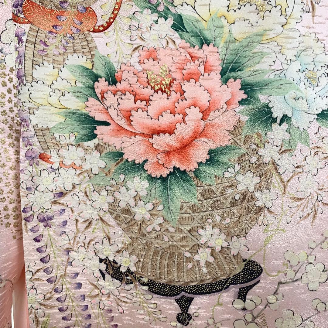 春*野様 【極美品】振袖　６点セット　三越謹製　吉祥文様　藤　花車　身丈167.