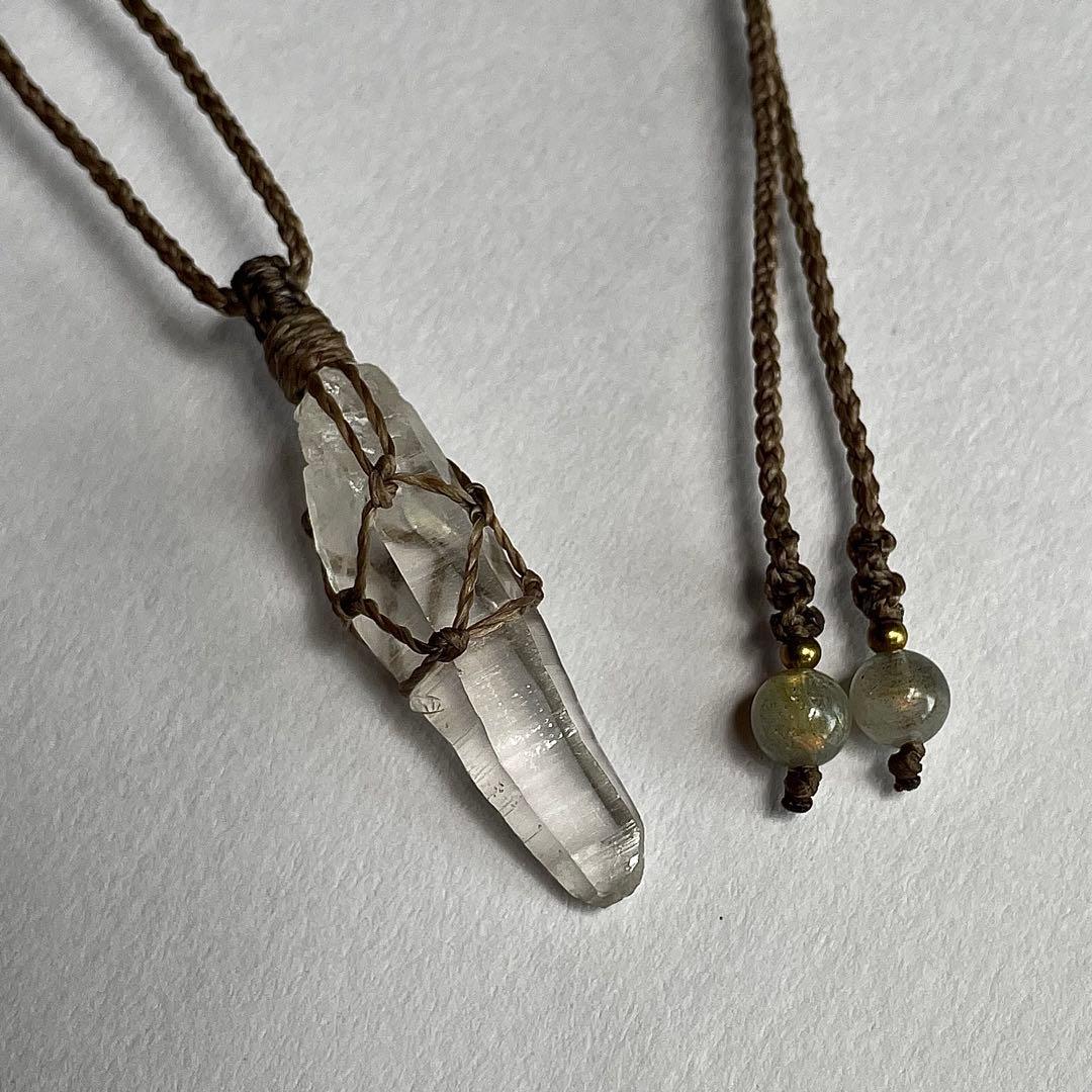 ヒマラヤ水晶 ＊ マクラメペンダント ネックレス 43