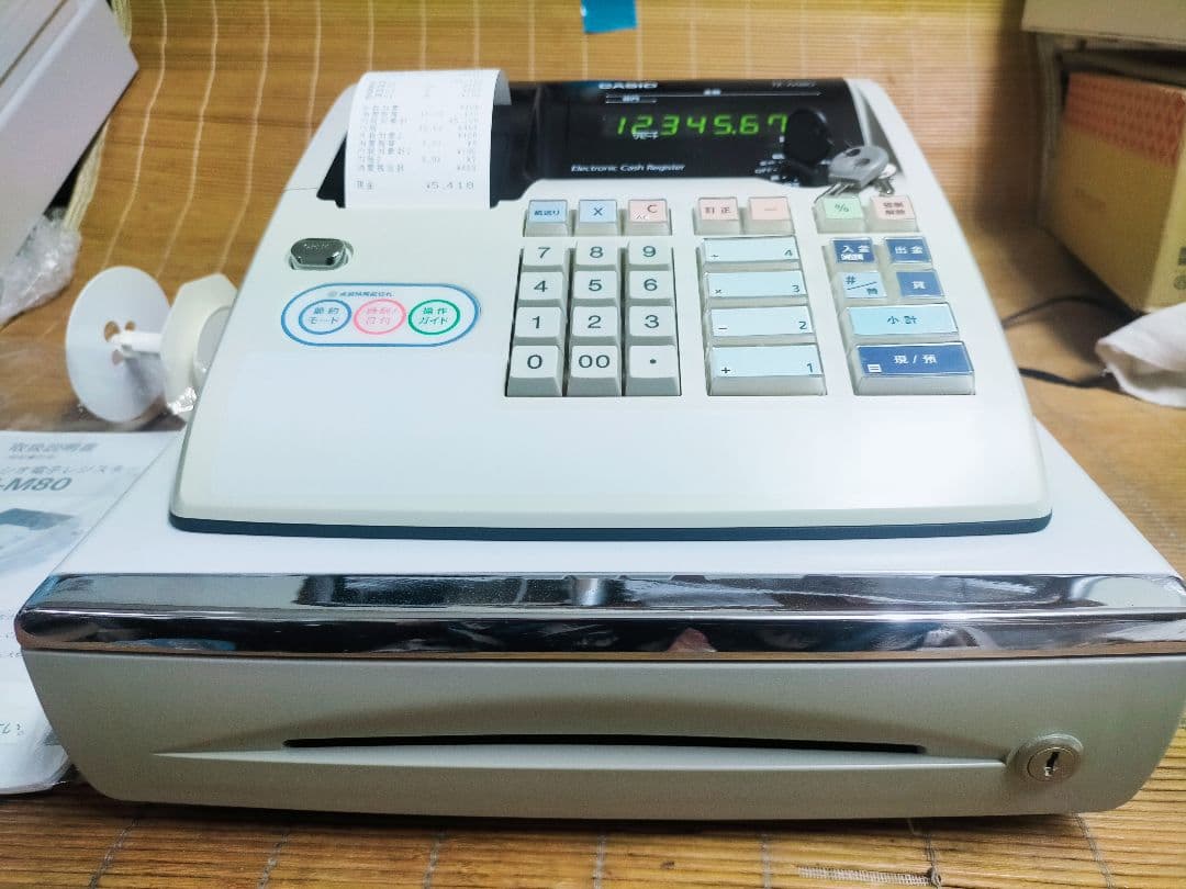 カシオレジスター　TE-M80　中古品　人気機種感熱紙　送料無料　753753