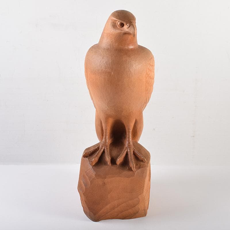 彫刻家　木聴奄　潮田皓哉作　鷹　置物　約4.3㎏　共箱　M　R8555B