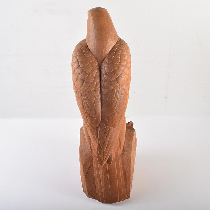 彫刻家　木聴奄　潮田皓哉作　鷹　置物　約4.3㎏　共箱　M　R8555B