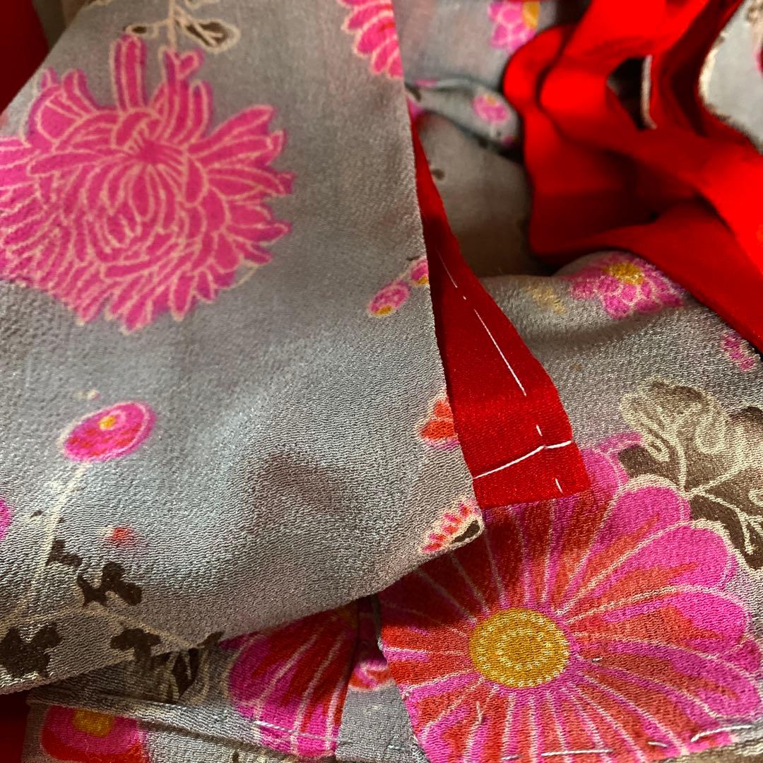 市松人形用着物　江戸縮緬　12号　４３ｃｍ位　帯セット　肌着　筥迫