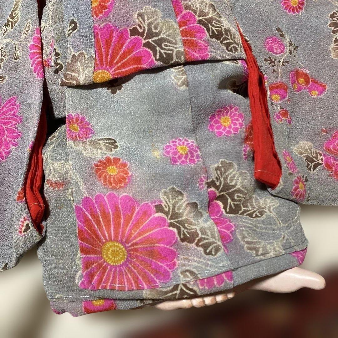 市松人形用着物　江戸縮緬　12号　４３ｃｍ位　帯セット　肌着　筥迫