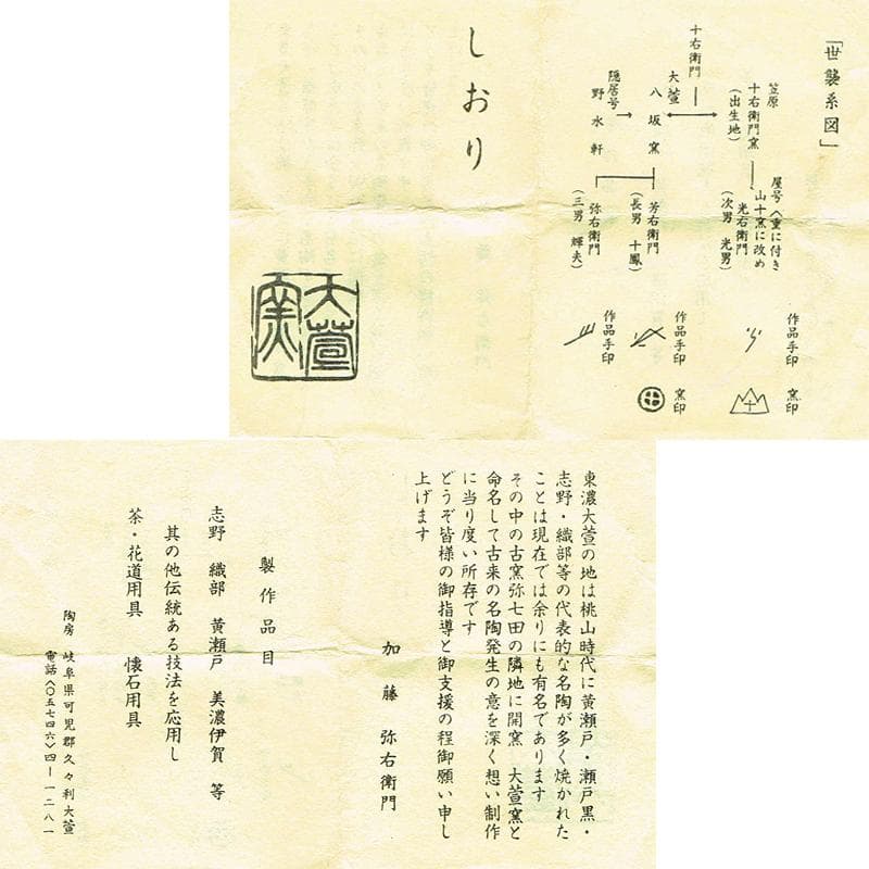 茶道具　加藤弥右衛門作　美濃伊賀　茶入　花兎仕覆付　極め箱　V　R6171