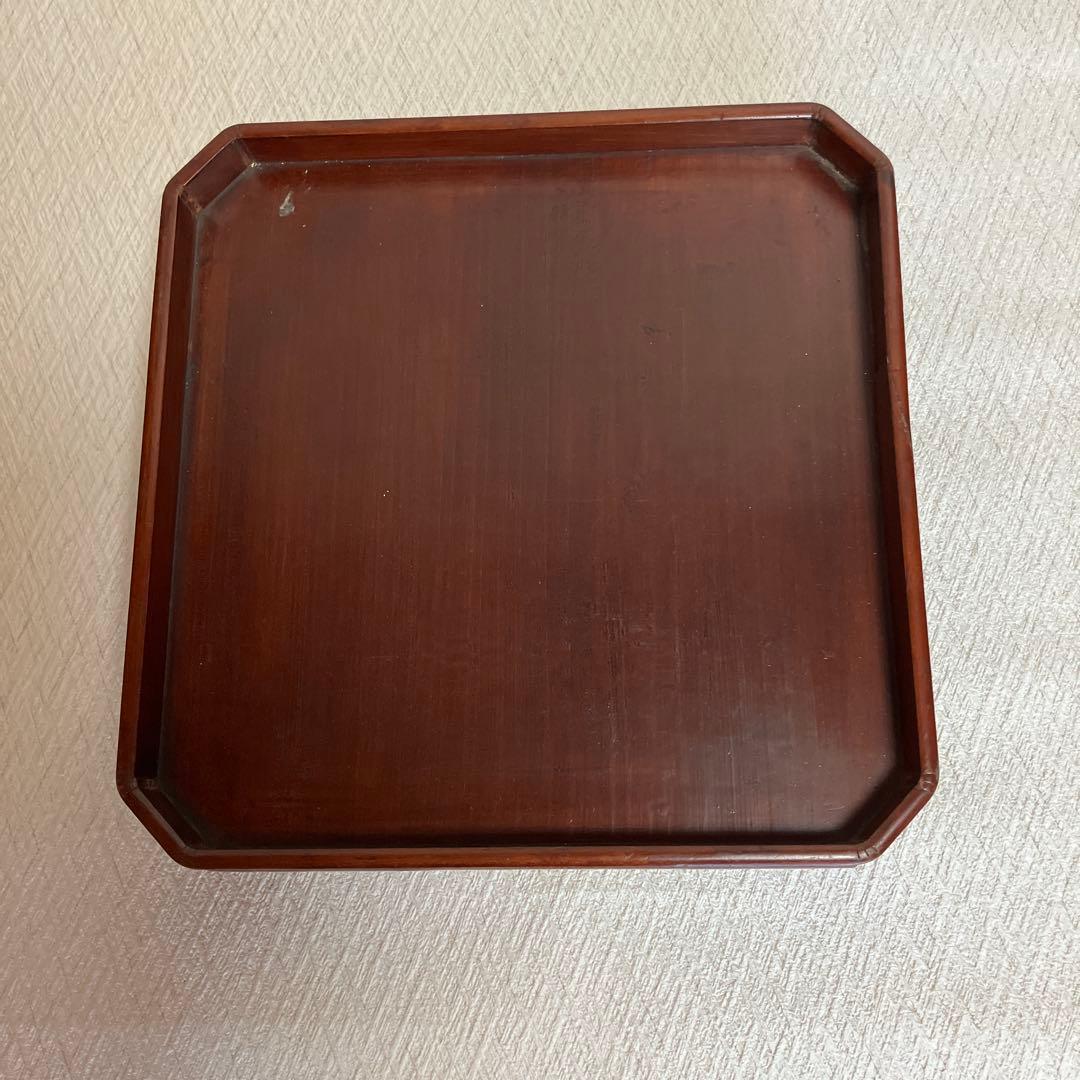 木製 八角形 塗り膳 茶色　12個