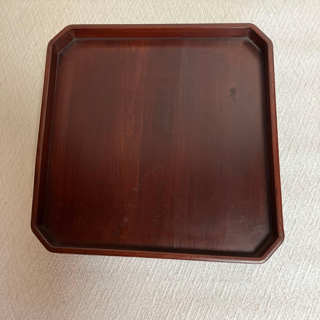 木製 八角形 塗り膳 茶色　12個