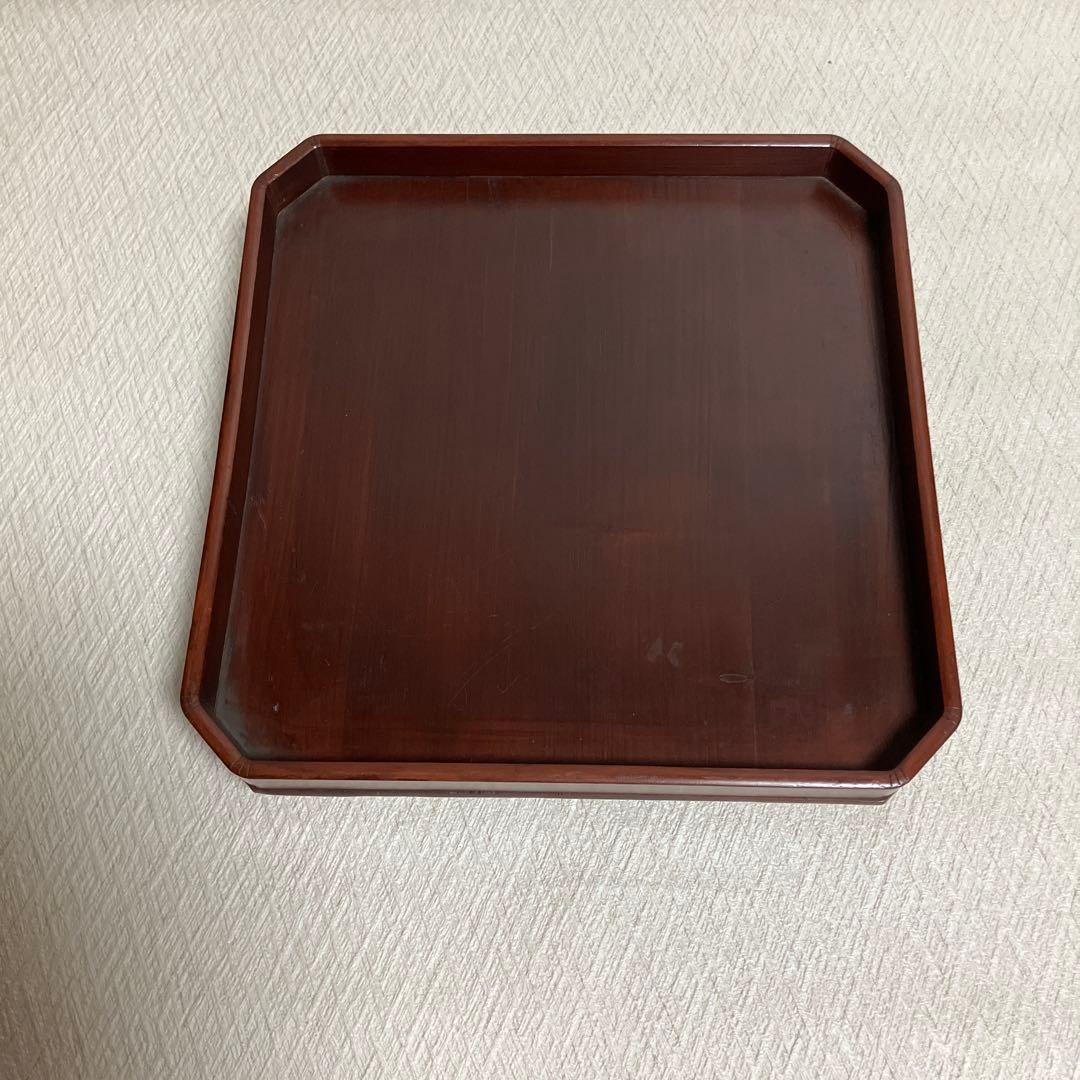 木製 八角形 塗り膳 茶色　12個