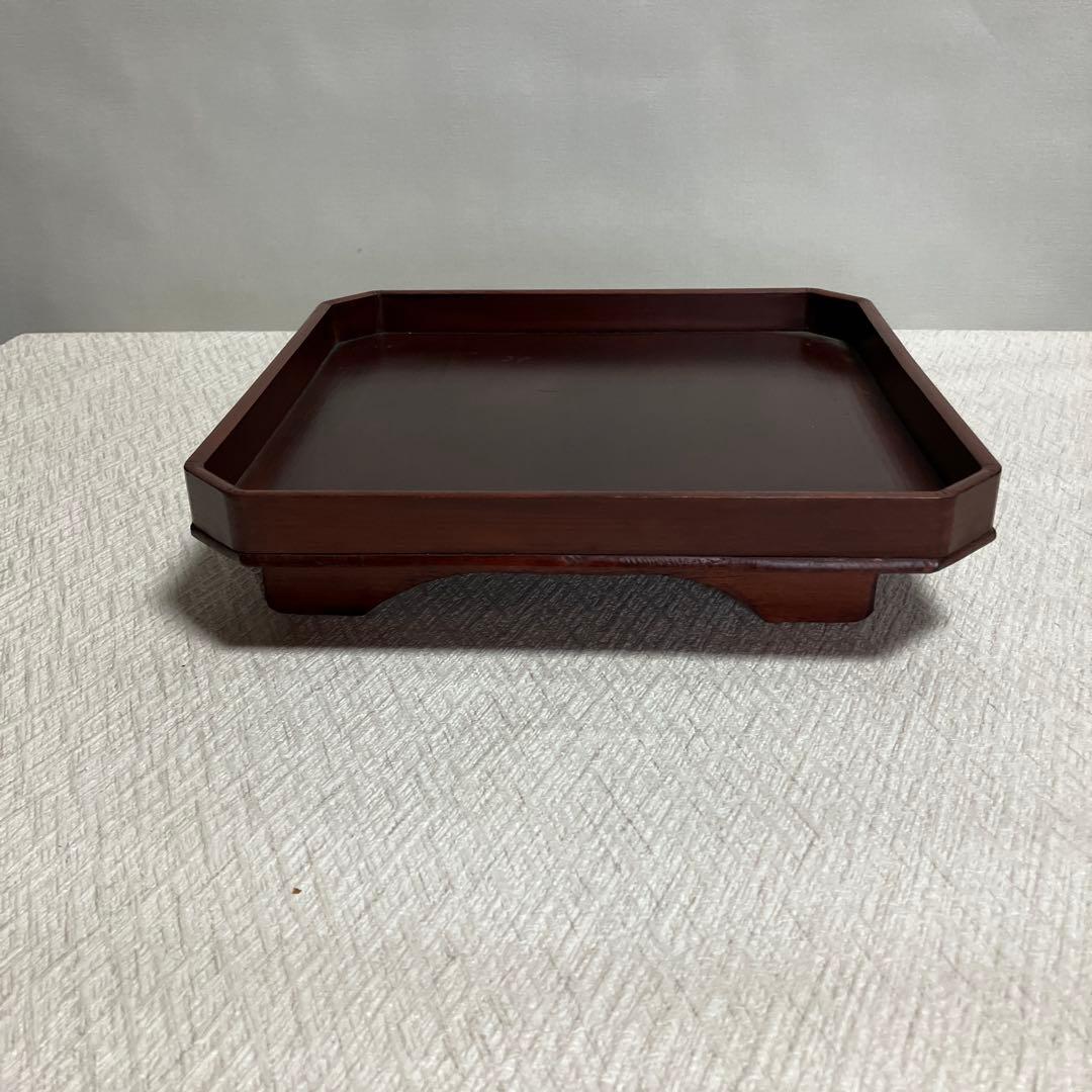 木製 八角形 塗り膳 茶色　12個