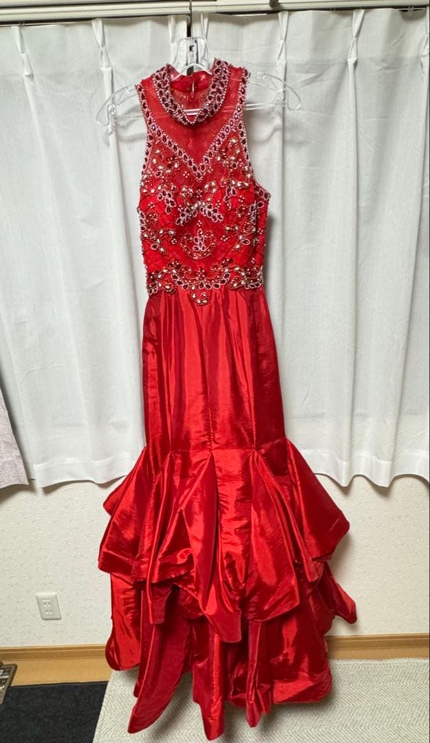 【美品】コンテストドレス/パーティードレス/インポート/マーメイド/レッド、赤
