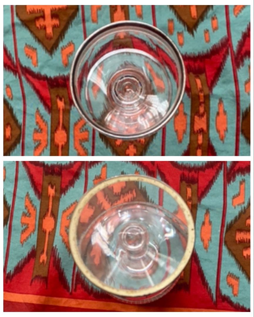 アンティーク ビンテージ 骨董 シルバー オーバーレイ クリスタル グラス 銀巻