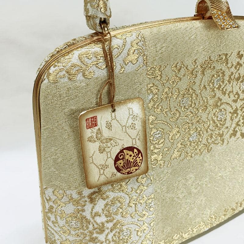 601mg2☆神田胡蝶謹製 和装ハンドバッグ 礼装用 金糸 ゴールド☆美品