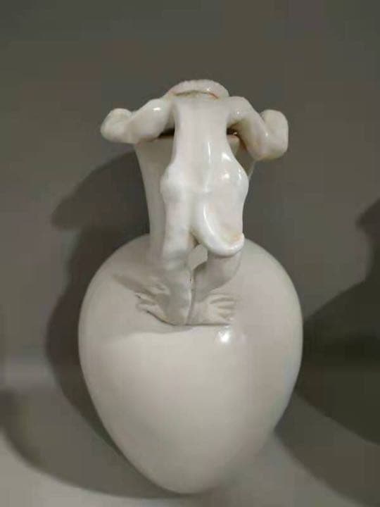 邢州窯　唐時代白磁獅柄大執壺　水注　陶芸　骨董品　匿名配送‼️