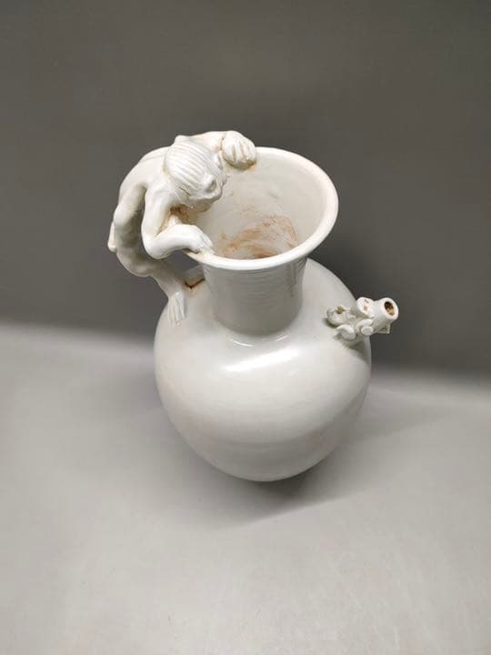 邢州窯　唐時代白磁獅柄大執壺　水注　陶芸　骨董品　匿名配送‼️