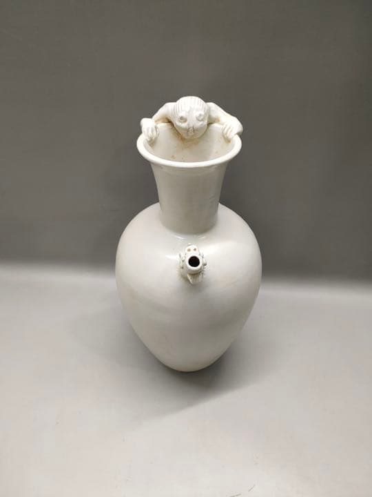 邢州窯　唐時代白磁獅柄大執壺　水注　陶芸　骨董品　匿名配送‼️