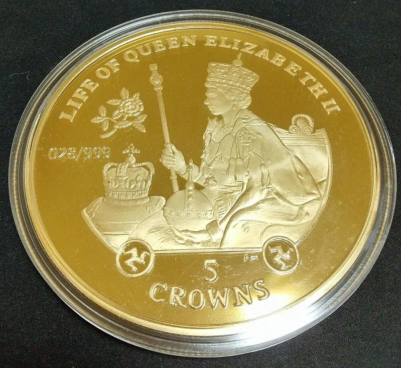 超大型100mm 2013年 英国 エリザベス2世 コロネーション 金メッキ銅貨