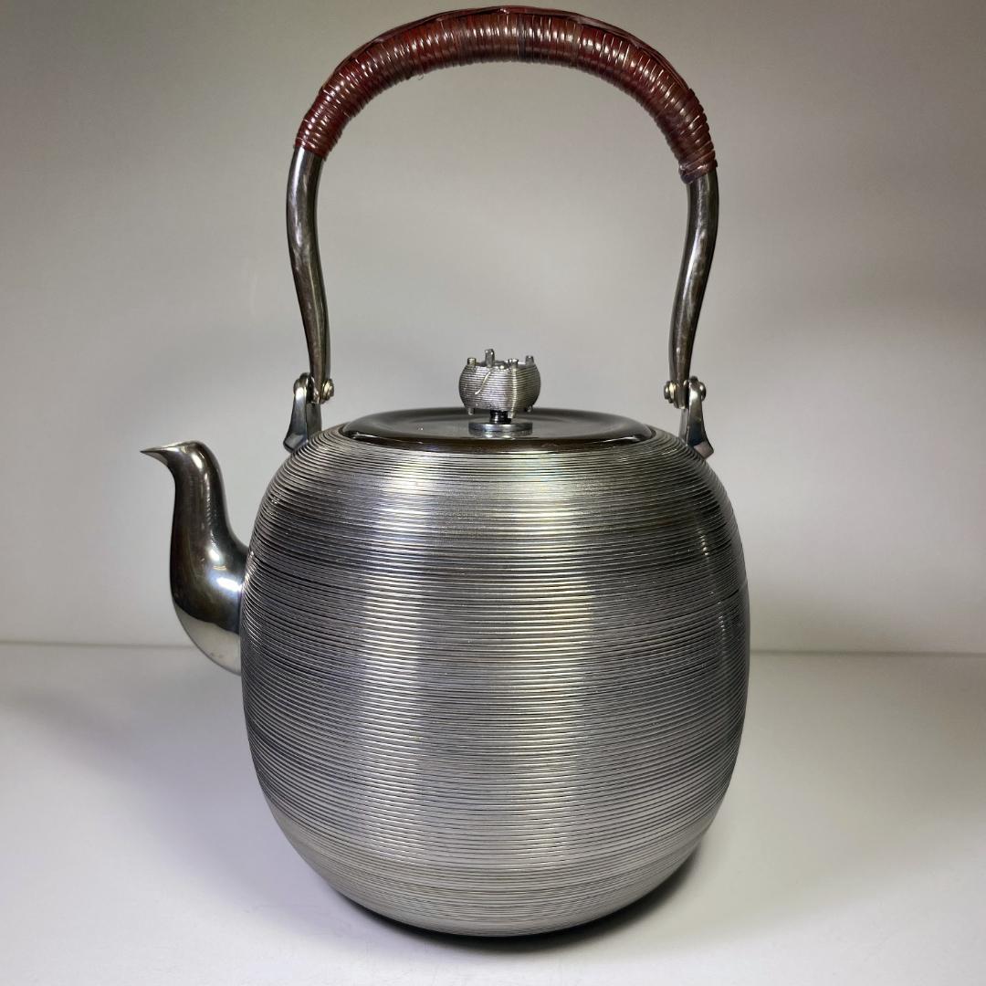 純銀製 ぼうすい 湯沸 糸巻摘 銀瓶 煎茶道具 純銀保証
