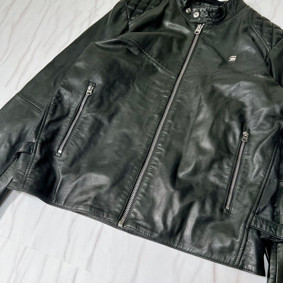 G-STAR RAW シングルライダース ロゴプレート ブラウン US M