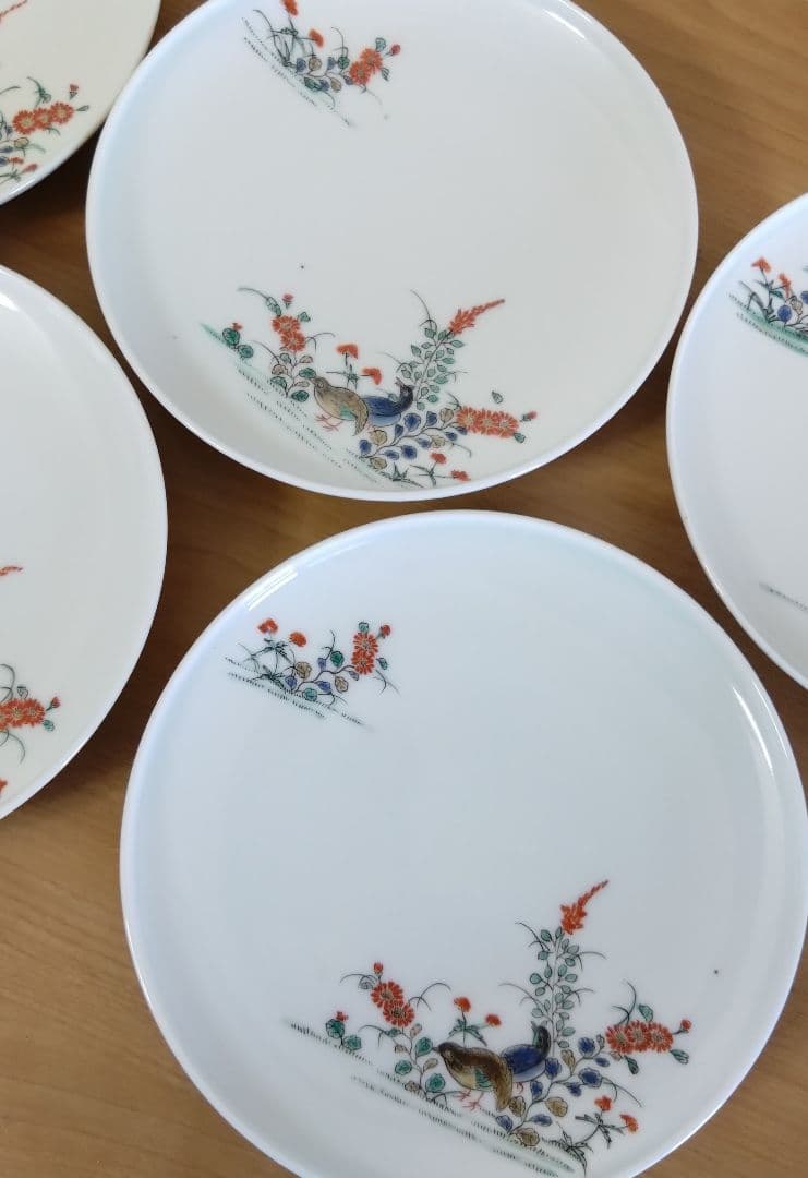 十二代酒井田柿右衛門　錦手　菓子皿　5枚揃い　柿右衛門