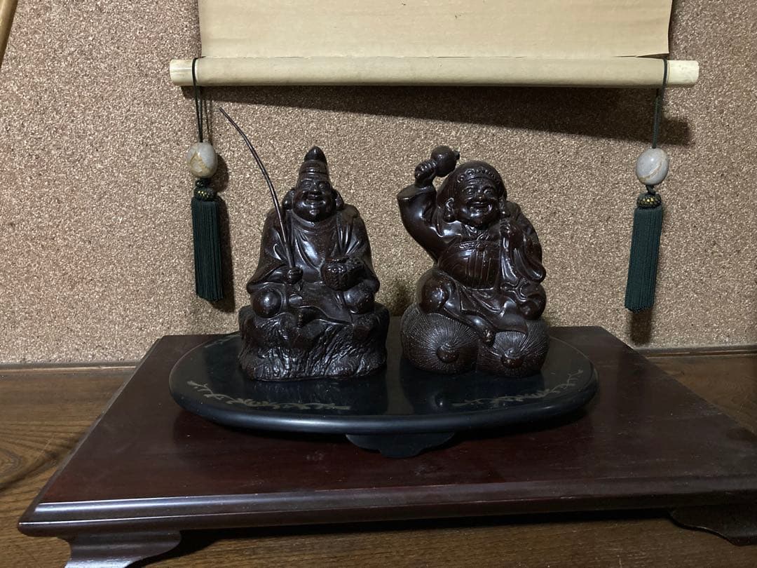 七福神の恵比寿と大黒天のブロンズ置物 二体セット
