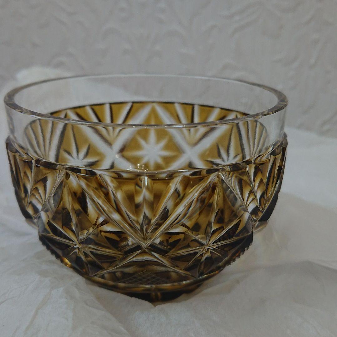 薩摩切子 小付鉢 黄 ゴールド