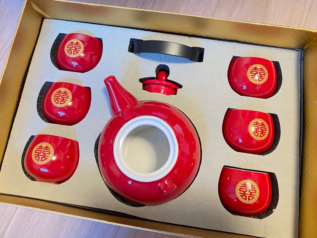 赤い陶器の茶道具セット(中国の広州で購入)