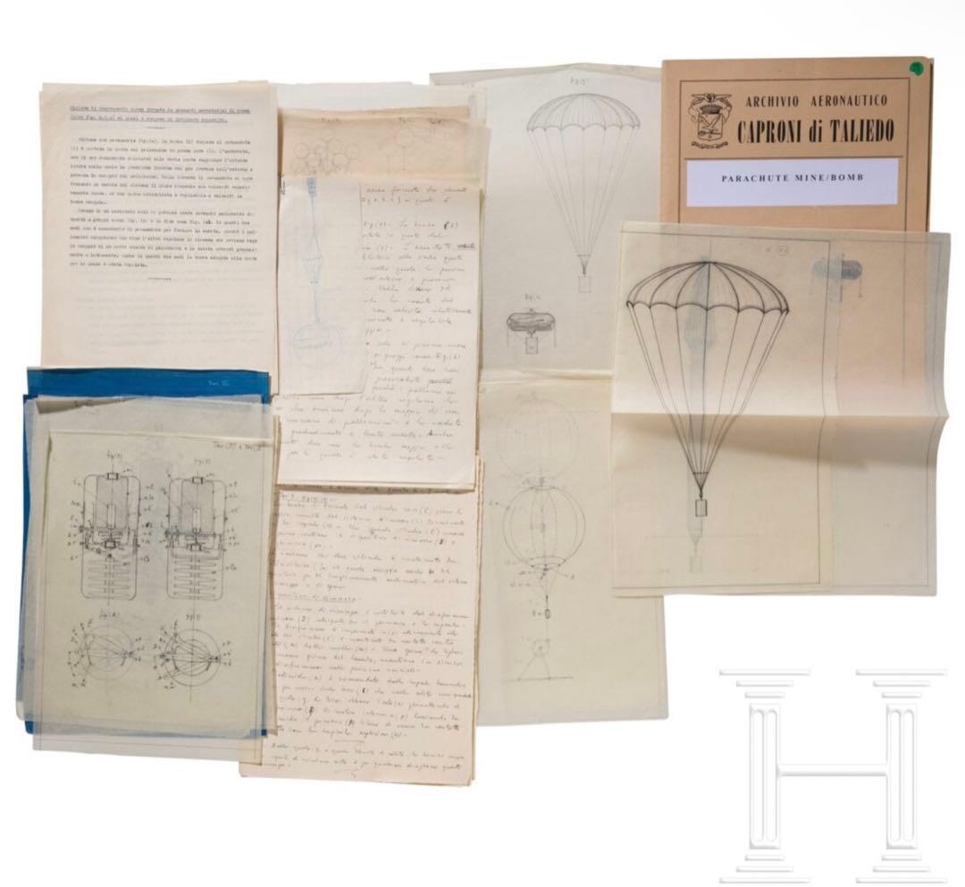 カプローニ製作所 パラシュート地雷設計原本資料セット（1930～40年代） 実物