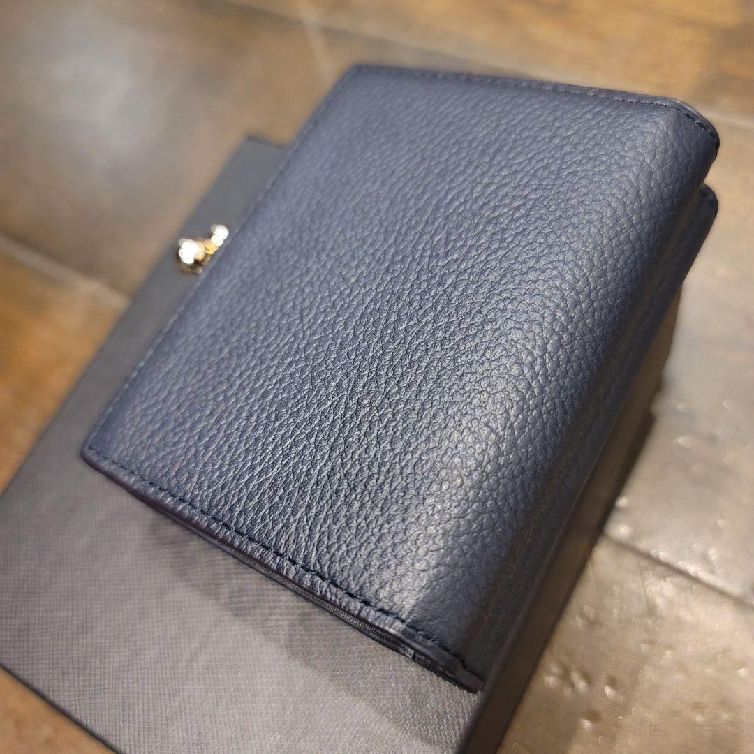 ギフト対応可能　ポールスミス　正規品　インセットマルチ　がま口　折り財布　紺