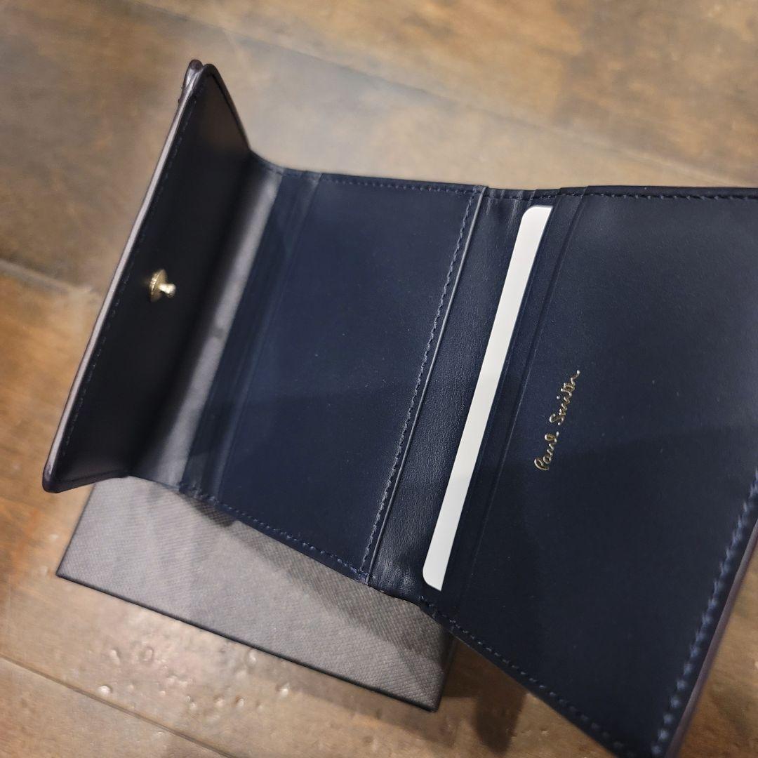 ギフト対応可能　ポールスミス　正規品　インセットマルチ　がま口　折り財布　紺