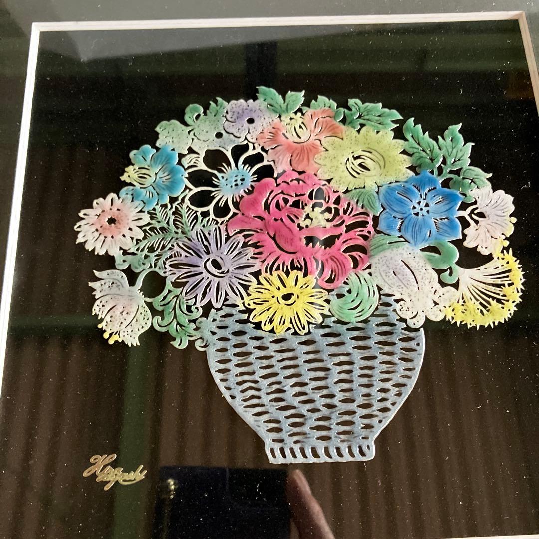 七宝の栞 七宝焼 額 縁 額装花 花瓶 マルチカラー