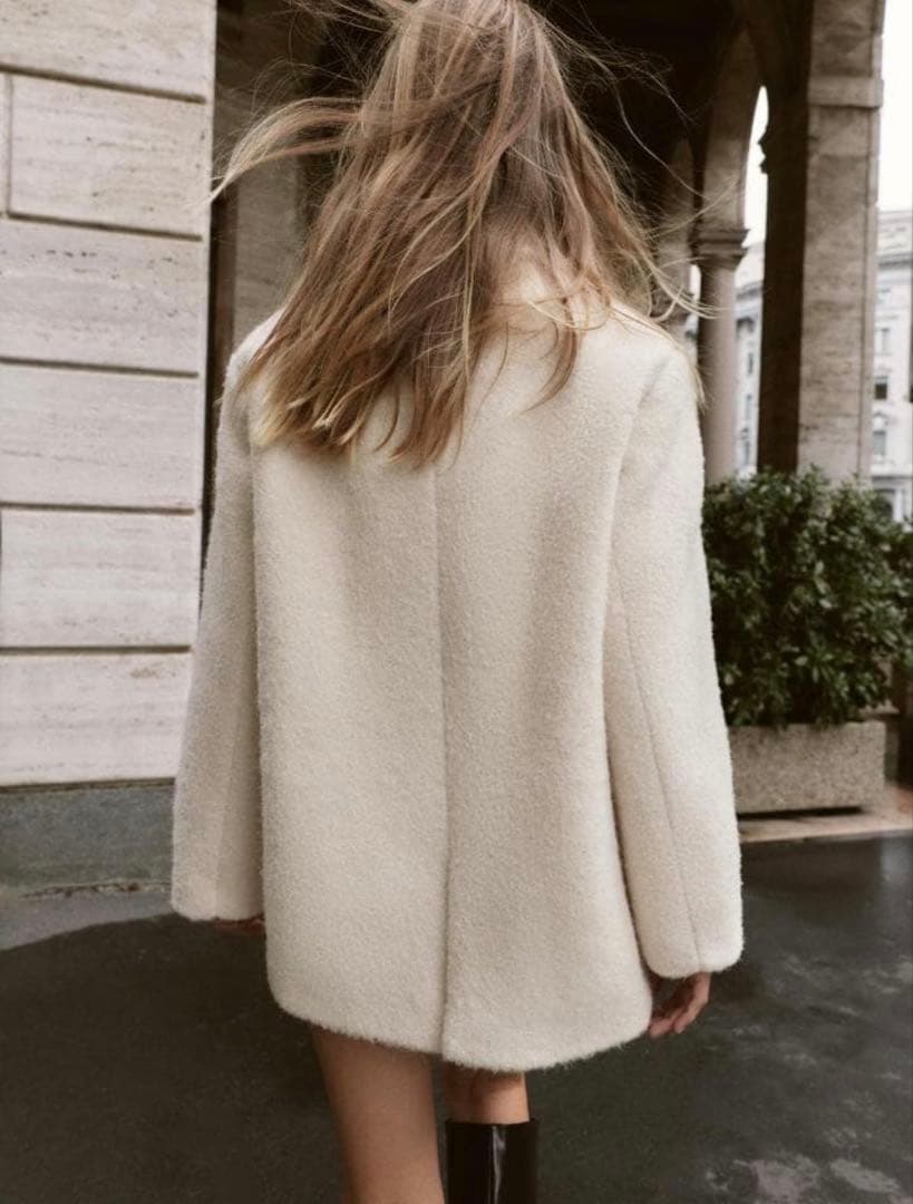 Sサイズ／ZARA／ブークレダブルブレストミディ丈コート