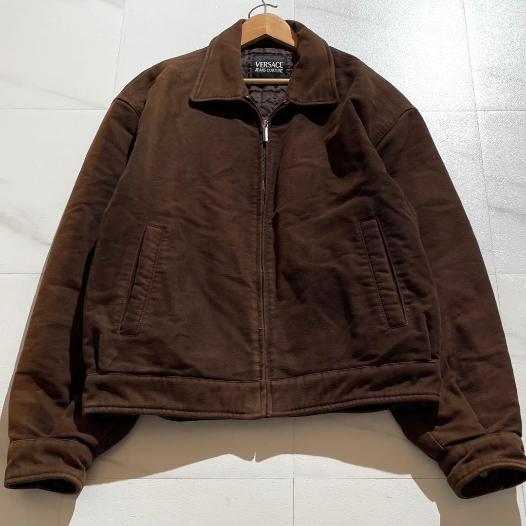 入手困難✨ ヴェルサーチ ボンバージャケット ブルゾン 背面ロゴ刺繍 ブラウン