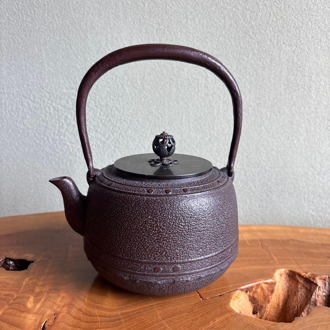 南部鉄瓶 佐藤清光作 清光堂 高さ20cm 茶道具 共箱 銅蓋 レトロ 南部鉄器