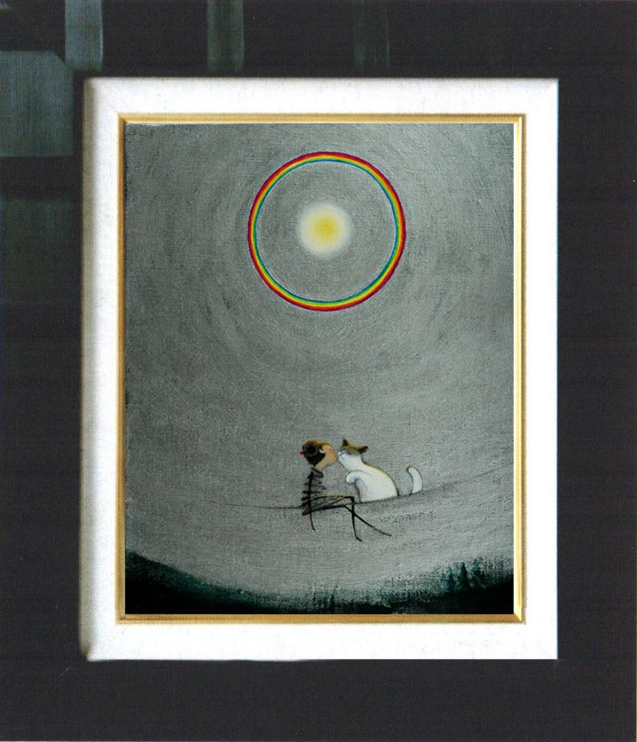 油絵 菅家令子 絵 絵画 インテリア F3-031019 祈り 可愛い子猫女の子