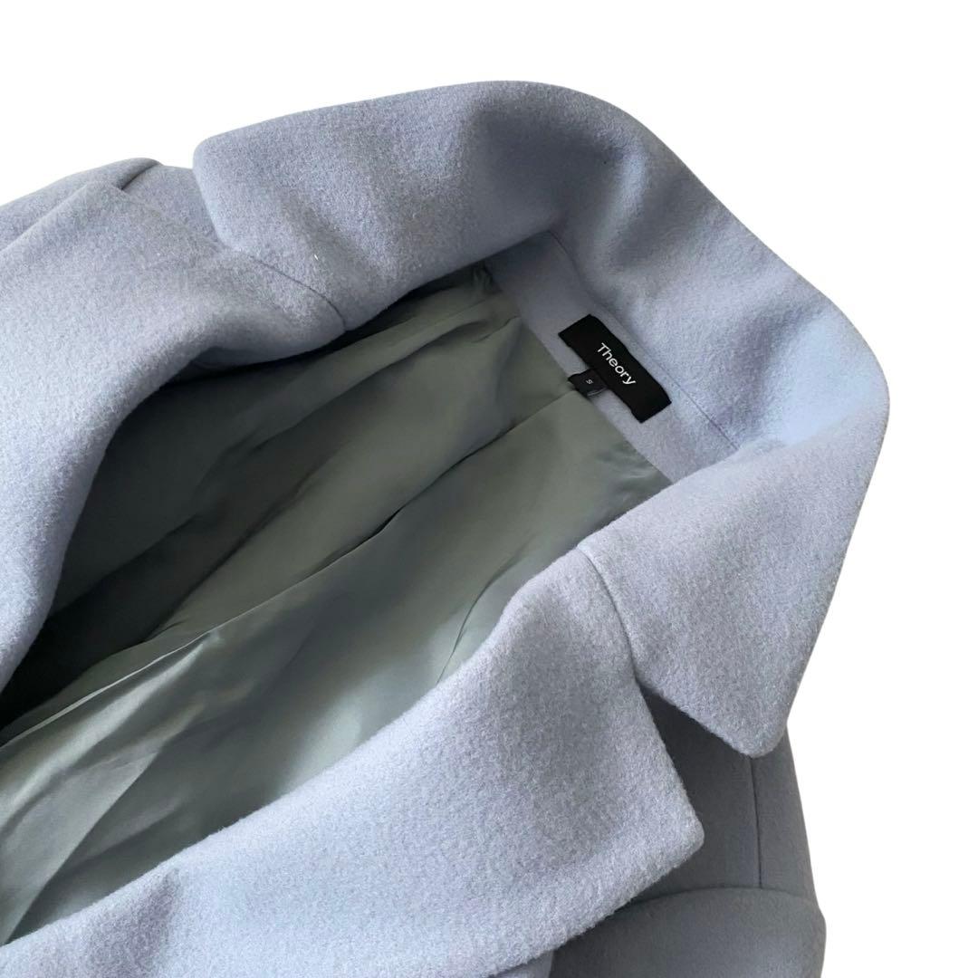 セオリー ウール チェスターロングコート ライトブルー ゆったり 日本製 S