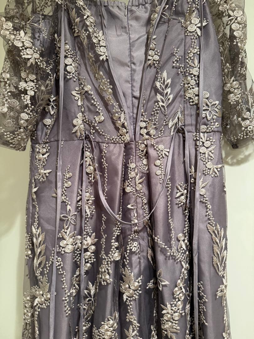 niana 刺繍レース バックリボン パーティードレス 結婚式