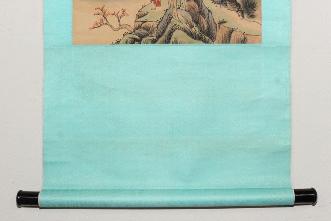 No5238 掛軸　倉山画院　山水図　絹本着色　唐物　中国画　古美術　送料無料