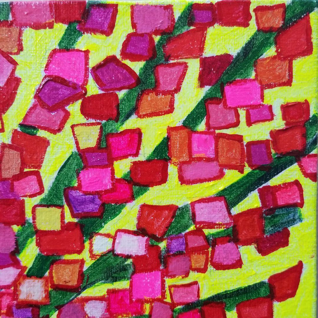 油絵　専用　カラフルな花瓶のお花　抽象画