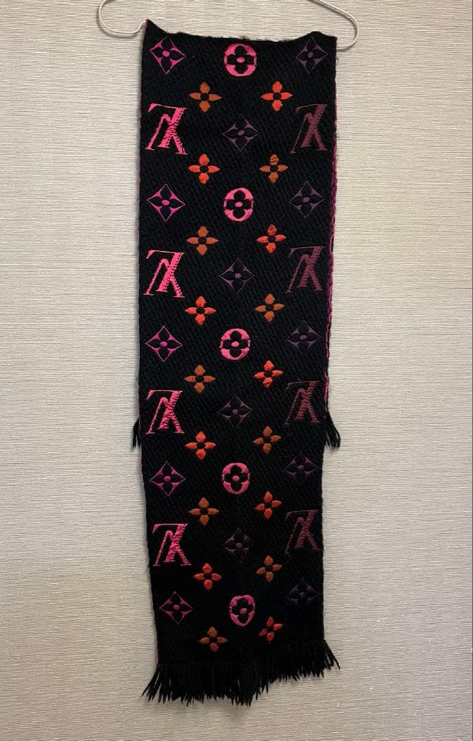 【年始お年玉値下】レア！ルイヴィトン マフラー エシャルプ ブラックレインボー