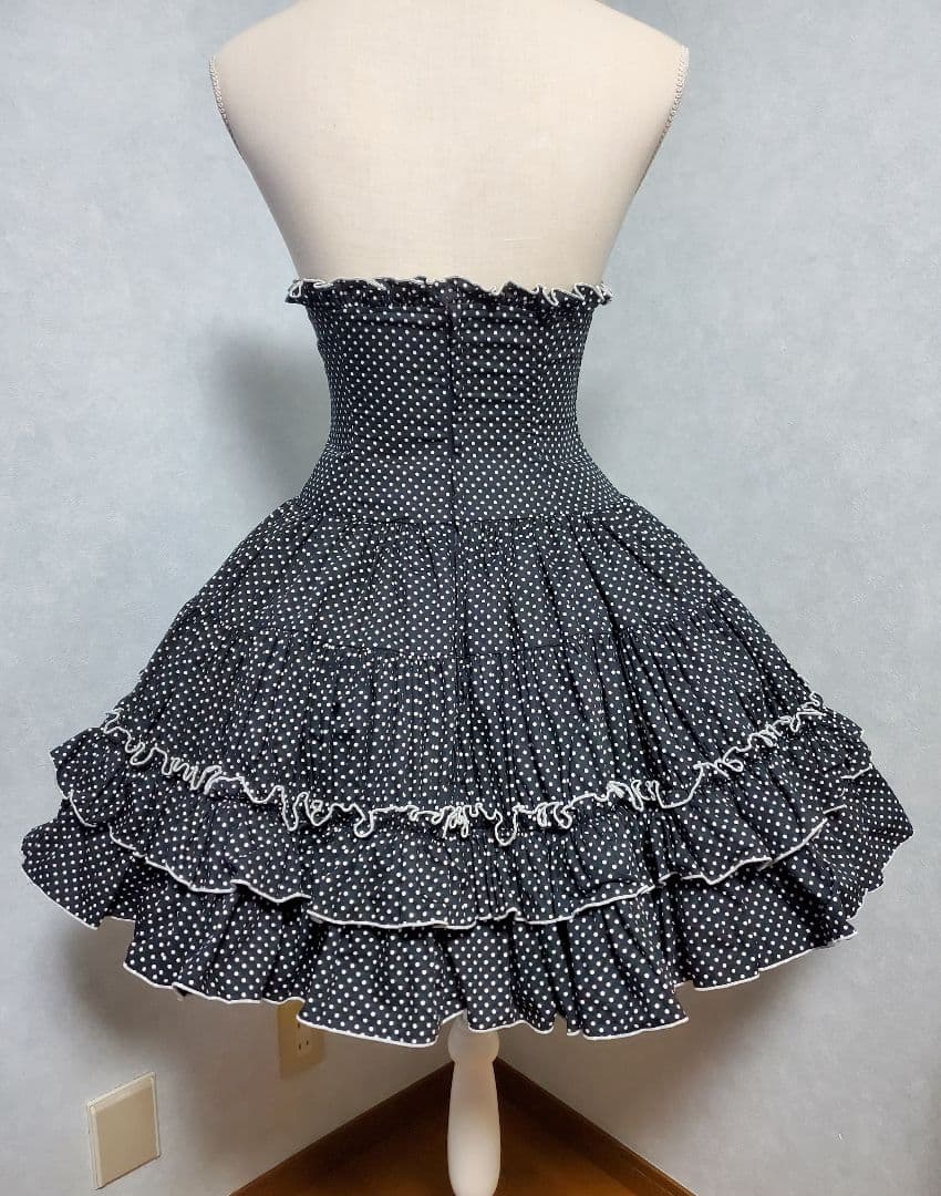 ATELIER-PIERROT ドットコルセットスカート 黒×白