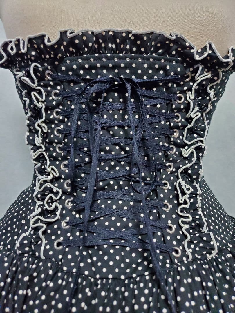 ATELIER-PIERROT ドットコルセットスカート 黒×白