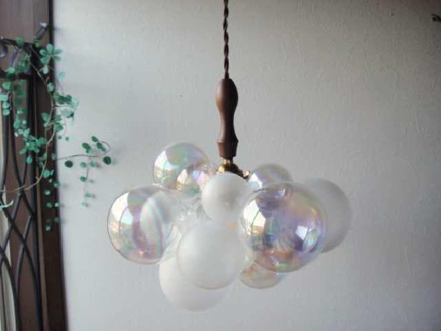 K　シーリングカバー2 バブルガラスシャンデリアペンダントライト胡桃