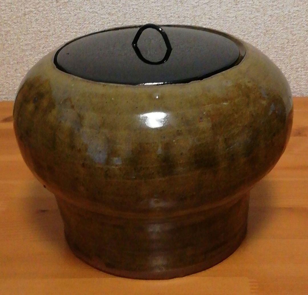 中里太亀作　唐津焼　黄唐津　水指　共箱　略歴付　茶道具