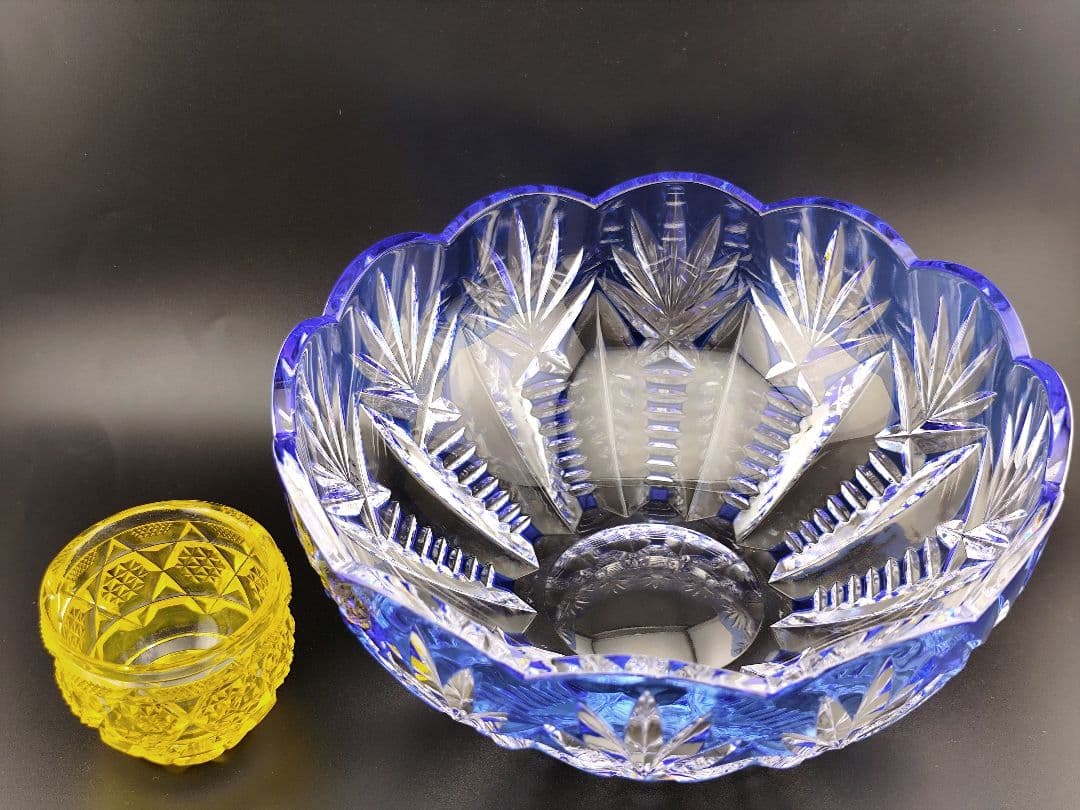 未使用品 希少品☆HOYA ホヤ 最高級 盛鉢 大鉢（切子、江戸切子、薩摩切子）