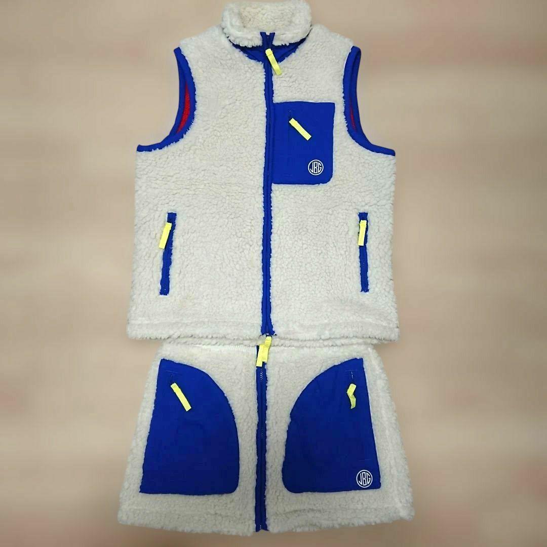 良品 ジャックバニー ゴルフ セットアップ ボア ベスト スカート 白 青