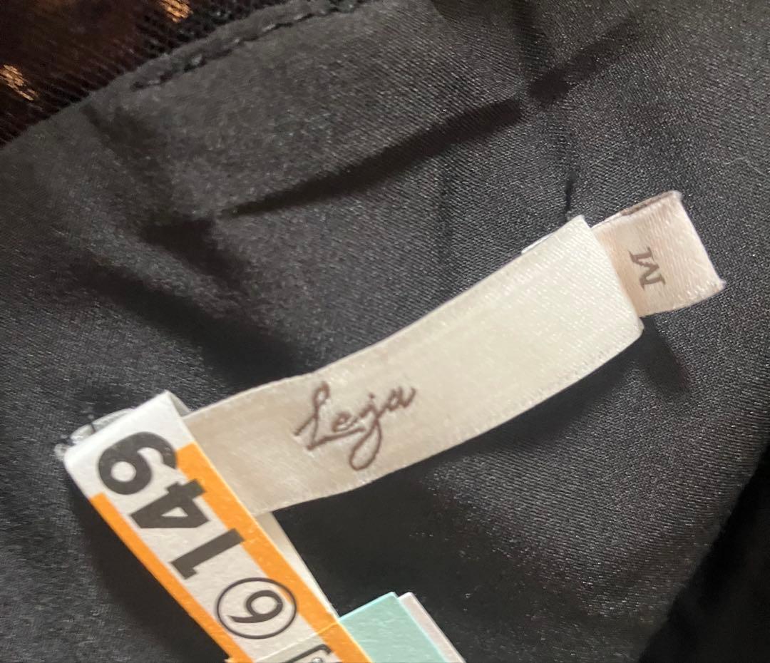 LEJA ドットチュールフラワースパンコールIラインワンピースドレス ブラックM