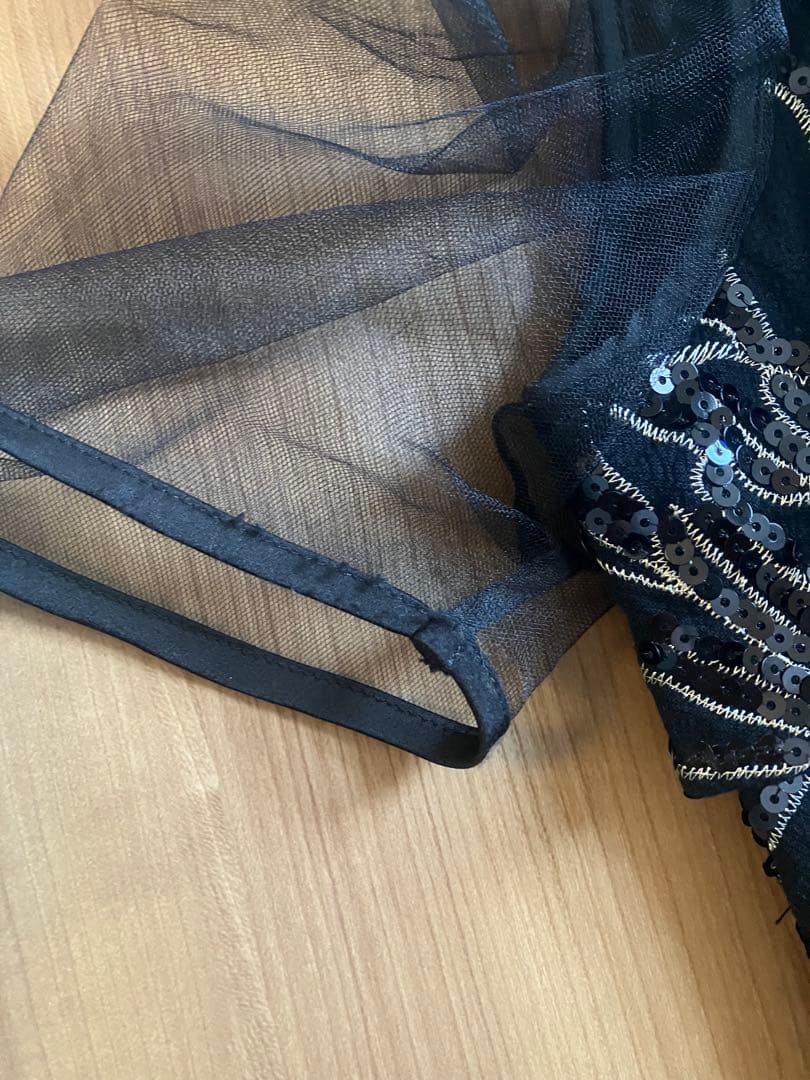 LEJA ドットチュールフラワースパンコールIラインワンピースドレス ブラックM