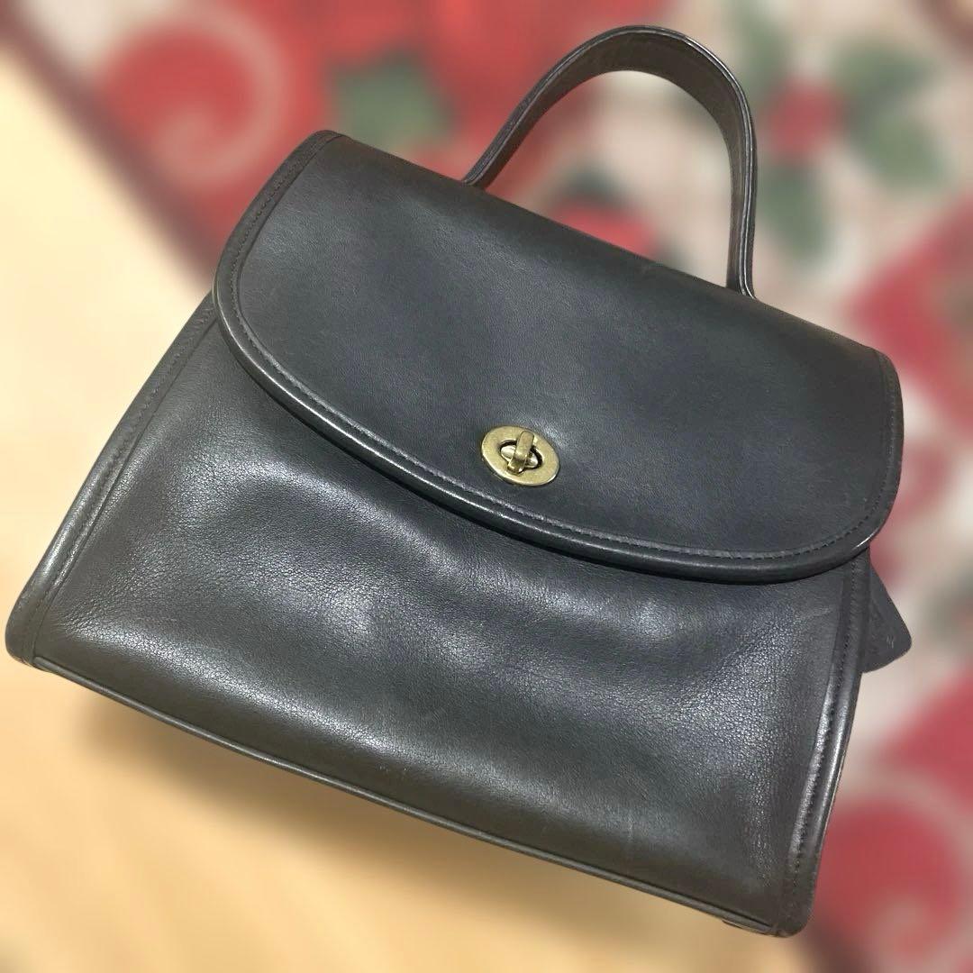 OLD COACH9977レザー ショルダーバッグ 黒　2way ショルダー付