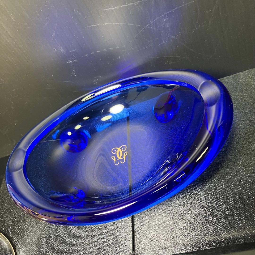 ゲラン　アンティークガラスディッシュ　ソープディッシュ　ロイヤルブルー