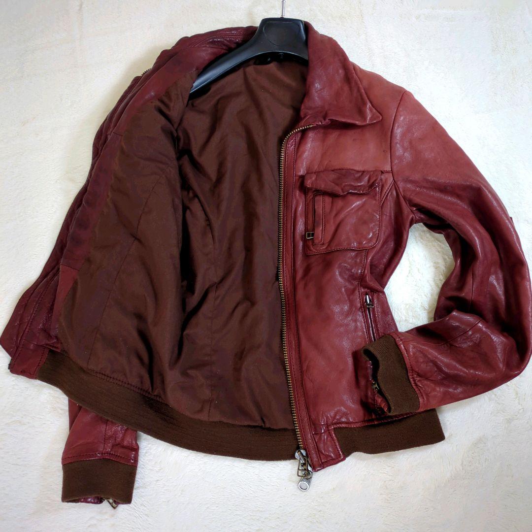 Johnbull レザージャケット MA-1 ラムレザー M ダメージ加工