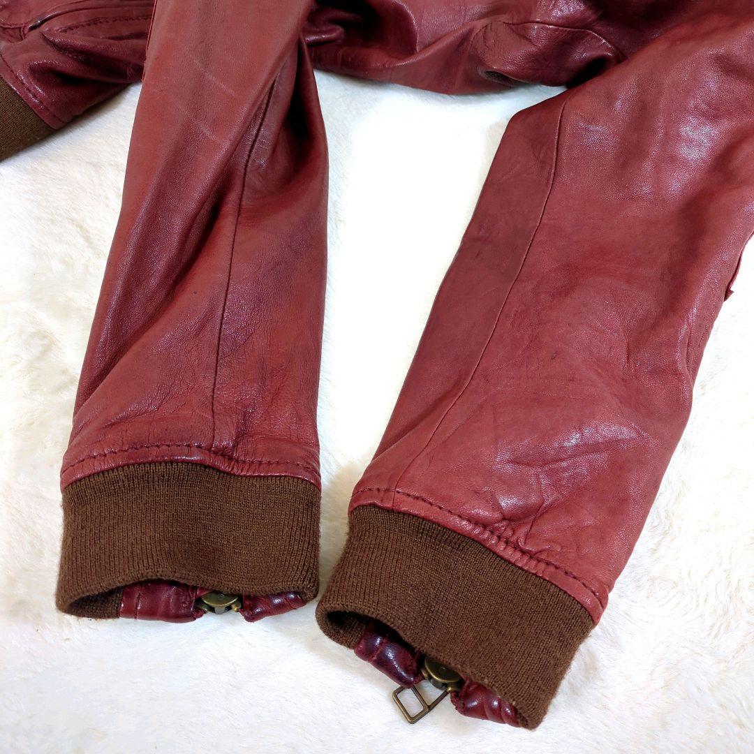 Johnbull レザージャケット MA-1 ラムレザー M ダメージ加工